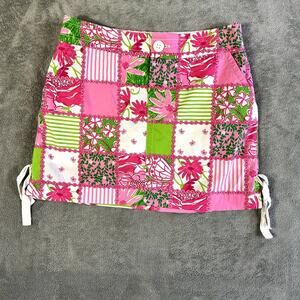 Lily Pulitzer Skort Size 2 Pink Patchwork Preppy Golf Artsy Playful Cute Girly